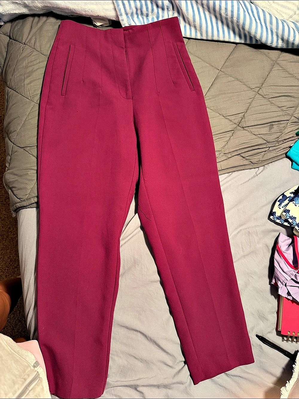 ZARA Women's Straight Leg Pants in purple
